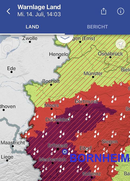 Wetterwarnung am 14. Juli 2021