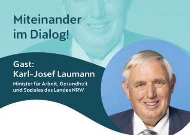 Plakat "Bornheimer Ortsgespräch – Miteinander im Dialog!" mit Karl-Josef Laumann