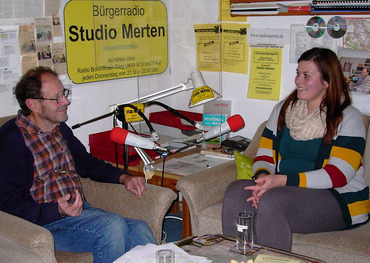 Moderator Otto Ganser im Gespräch mit Katharina Schäfer