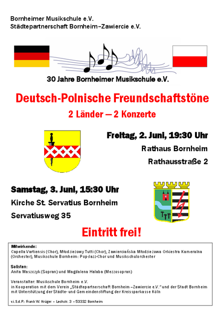 Plakat Konzerte Deutsch-polnische Freundschaftstöne 2023
