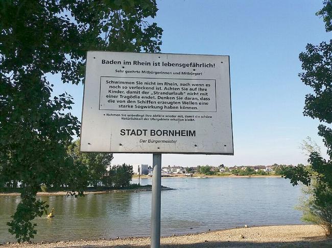 Rhein-Schild Baden gefährlich