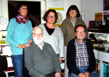 Zu Gast im Studio Merten (v.l.): Johannes Liertz, Otto Ganser, hinten: Ursula Pingel, Conny Henseler und Sigrid Fiolka 