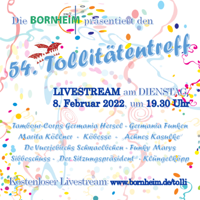 Tollitätentreff der Stadt Bornheim live im Internet