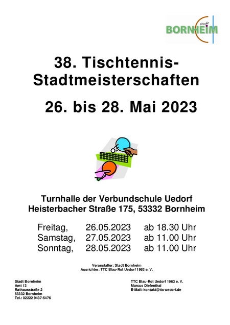 Plakat Tischtennis-Stadtmeisterschaft