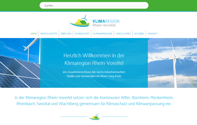 Die neue Startseite der Klimaregion Rhein-Voreifel