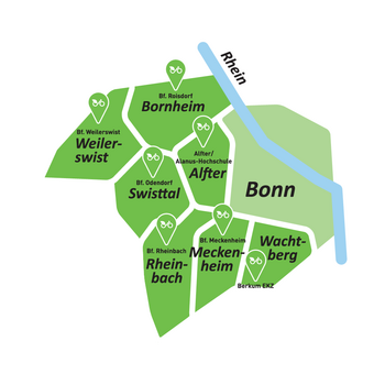 E-Bike-Verleih in der Region Rhein-Voreifel – 10 E-Bikes stehen am Bahnhof Roisdorf bereit E-Bike-Verleih in der Region Rhein-Voreifel – 10 E-Bikes stehen am Bahnhof Roisdorf bereit