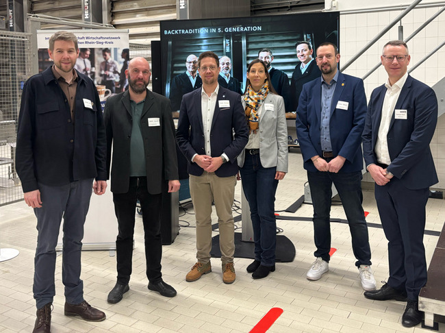 Die Bürgermeister und Wirtschaftsförderer der Kommunen Bornheim, Swisttal und Wachtberg beim Unternehmerfrühstück