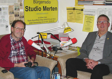 Otto Ganser und Christoph Becker bei Radio Studio Merten