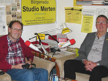 Otto Ganser und Christoph Becker bei Radio Studio Merten