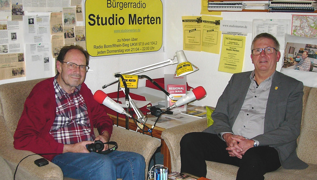 Otto Ganser und Christoph Becker bei Radio Studio Merten