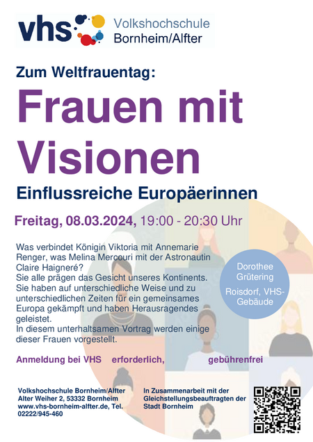 Plakat VHS-Vortrag zum Weltfrauentag