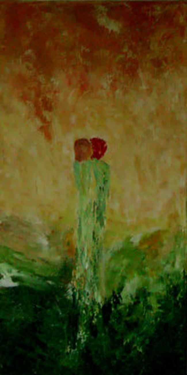 Verliebte, Acryl auf Leinwand, Mischtechnik, 40cm x 80 cm