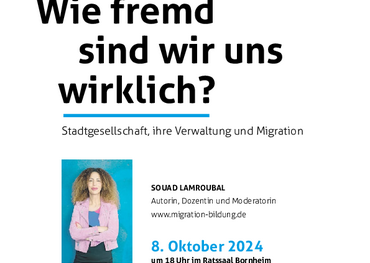 Plakat zum Vortrag von Souad Lamroubal