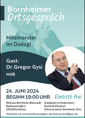 Plakat Bornheimer Ortsgespräch mit Gregor Gysi